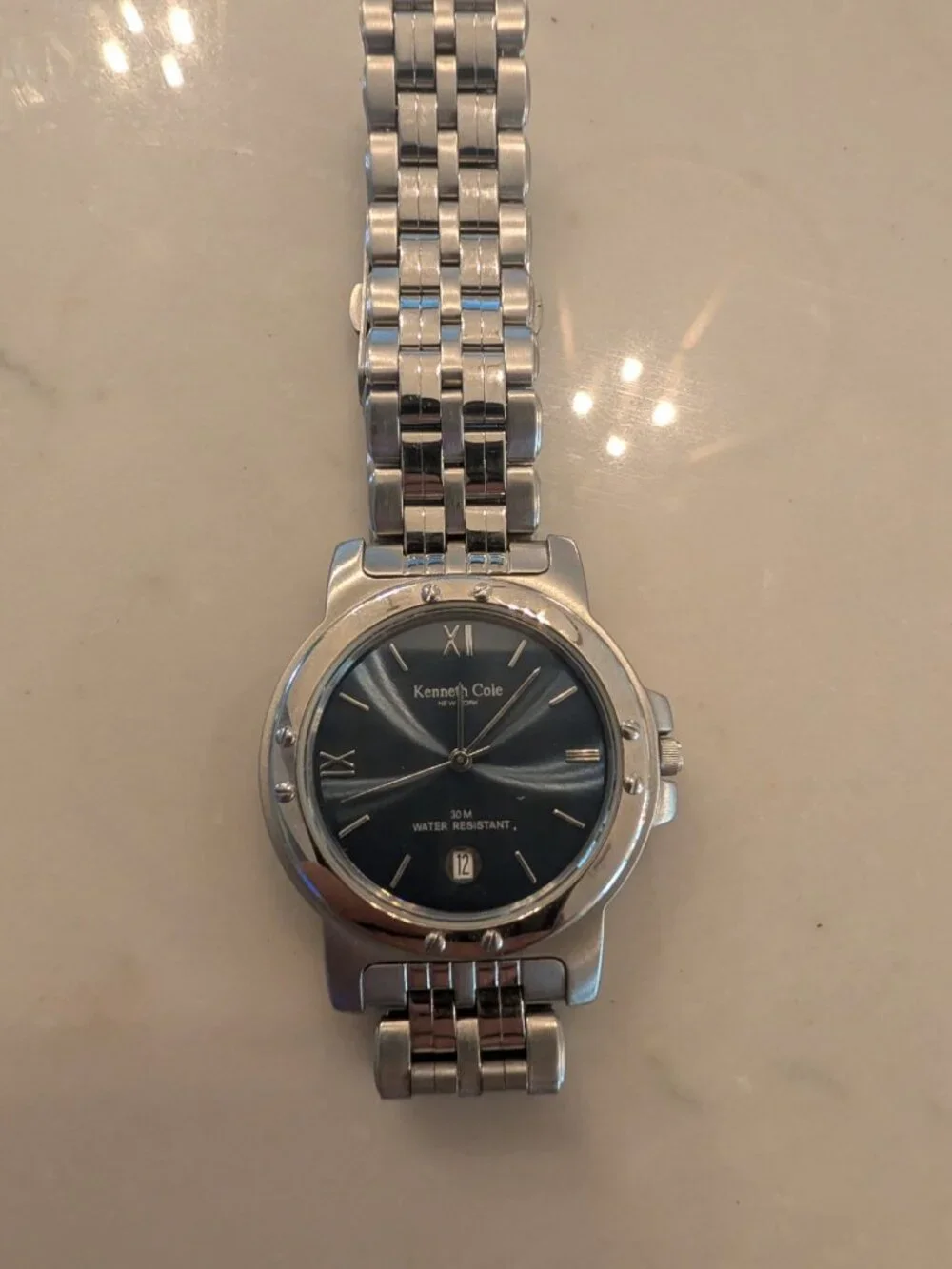 Kenneth Cole New York Men’s Stainless Steel Watch – Blue Dial – Date – 30M Water